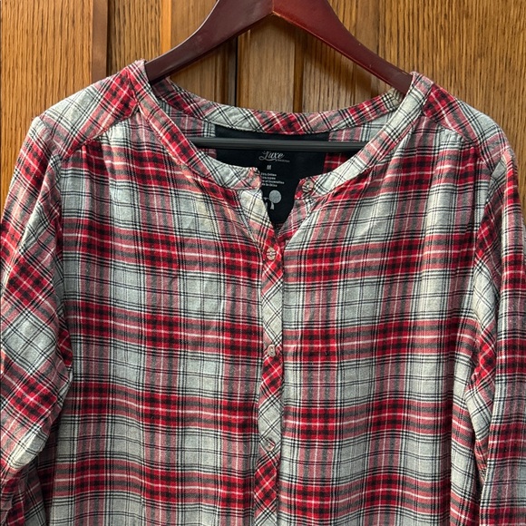 Disney Luxe Collection Plaid Flannel Pajama Nightgown Sleep Shirt Mickey - Picture 3 of 9